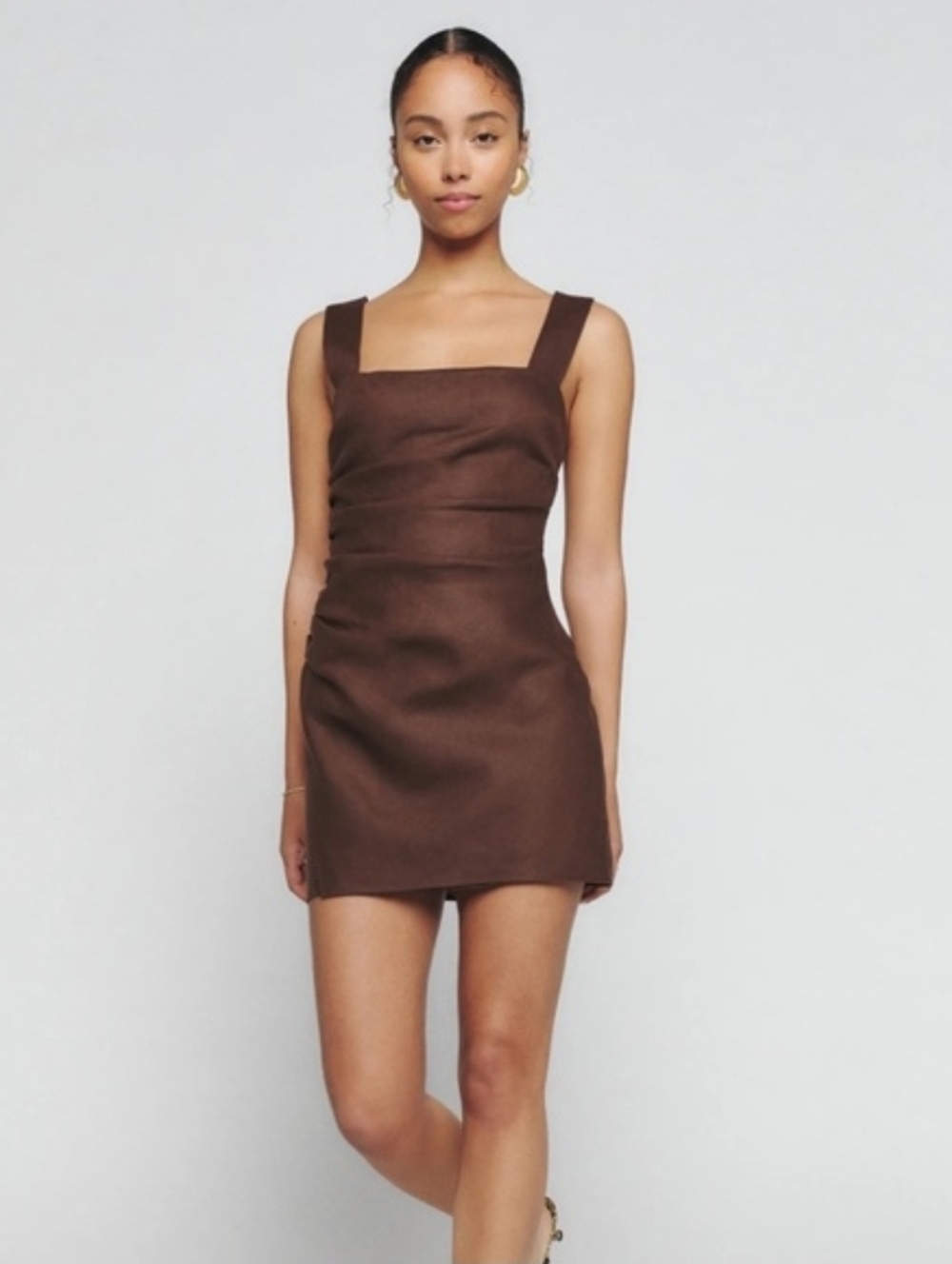 Reformation Kerrigan Dress Linen in Brown Size 0
